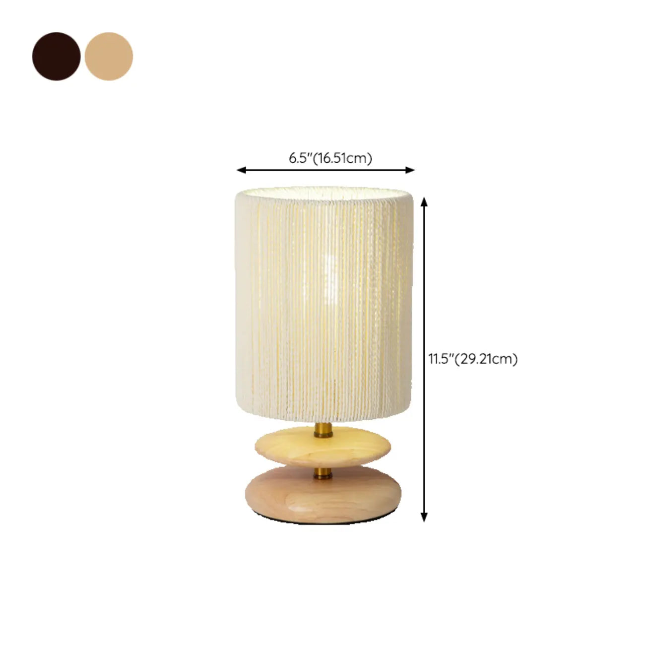 Beige Shade Wooden Base Table Lamp Plug-in for Residential