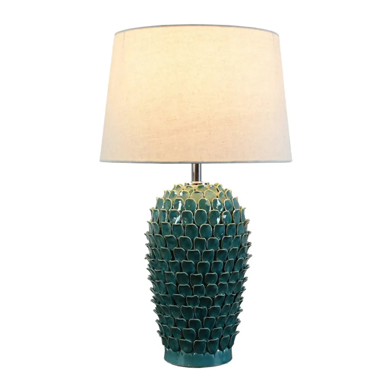 Green Ceramic Modern Table Lamp Plug-In for Living Room