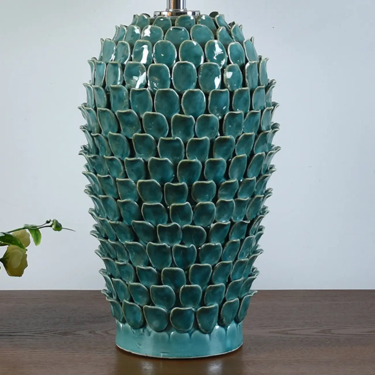 Green Ceramic Modern Table Lamp Plug-In for Living Room