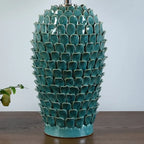 Green Ceramic Modern Table Lamp Plug-In for Living Room