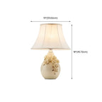 White Ceramic Ceramic Carved Table Lamp with Fabric Lampshade