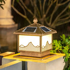 Chic Black House-Shape LED Solar Outdoor Post Lights
