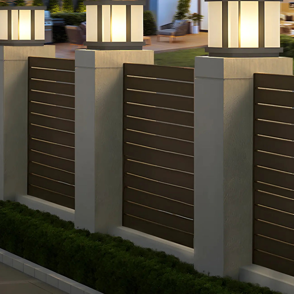 Outdoor Black LED Pillar Table Lamp for Decor with Warm Light