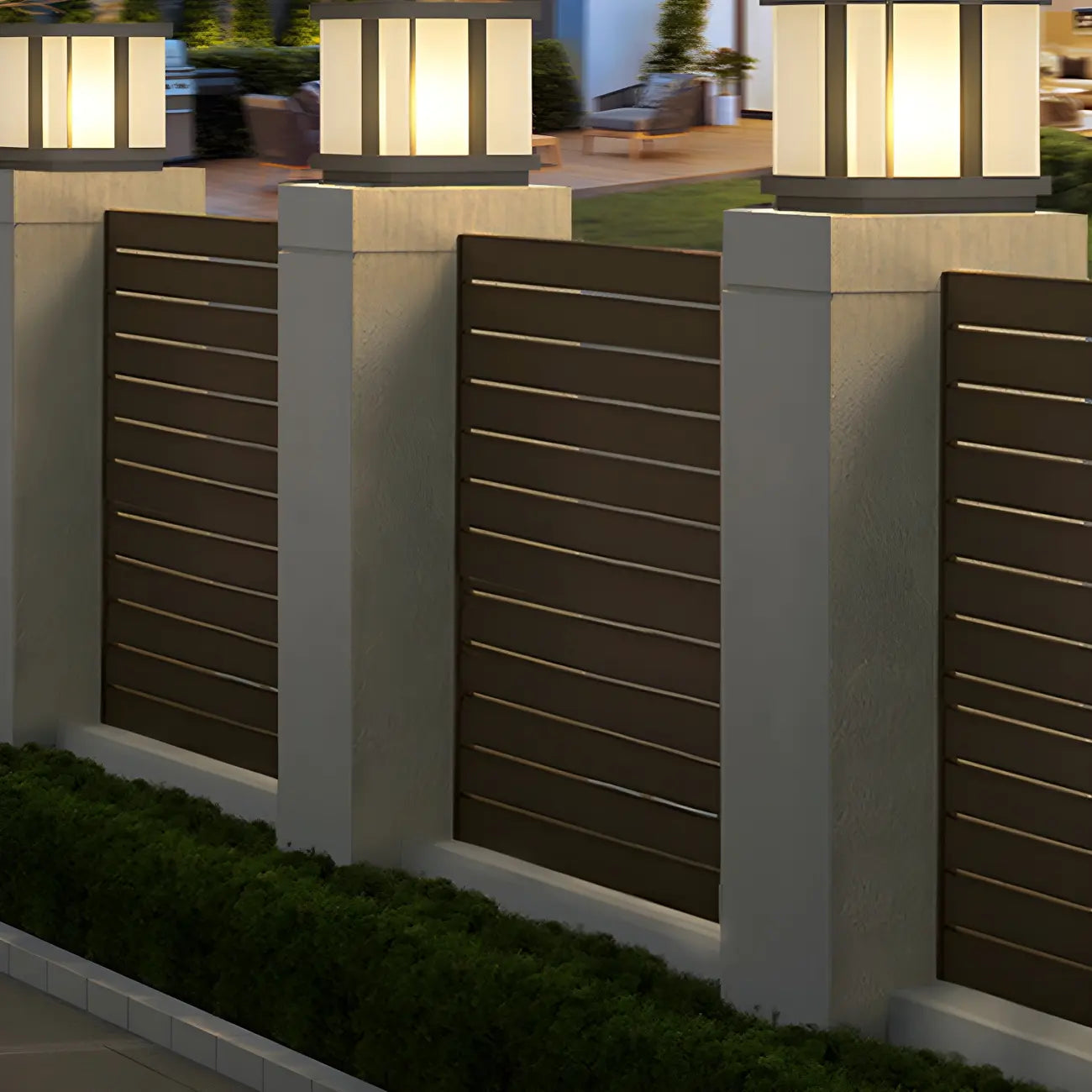 Outdoor Black LED Pillar Table Lamp for Decor with Warm Light