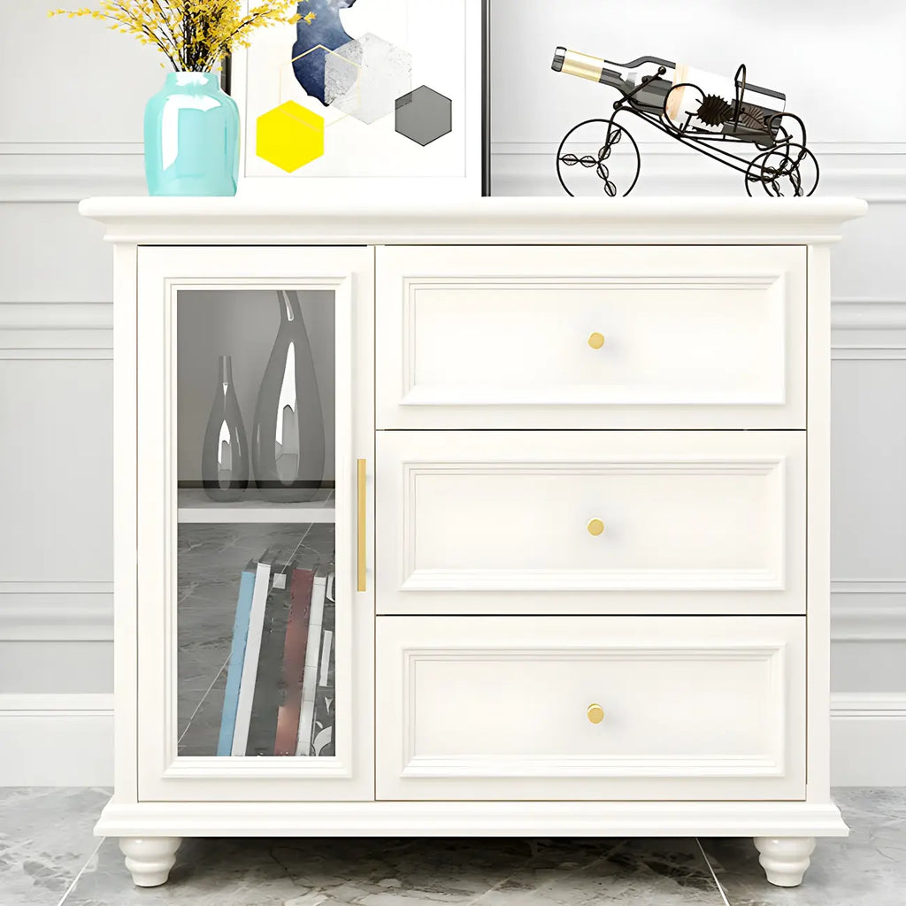 Contemporary Wooden Sideboard with 3 Drawers in White