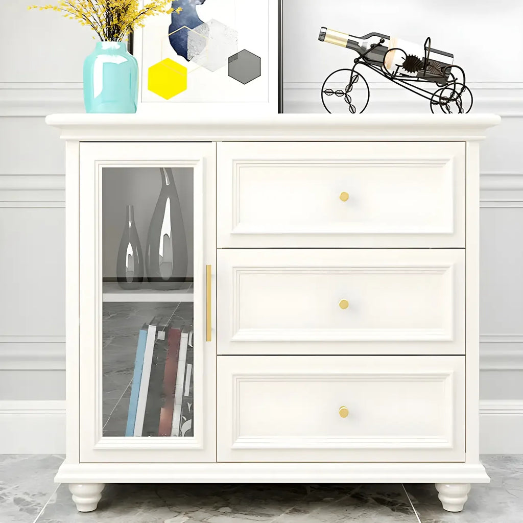 Contemporary Wooden Sideboard with 3 Drawers in White