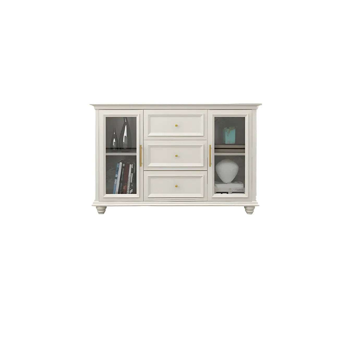 Contemporary Wooden Sideboard with 3 Drawers in White