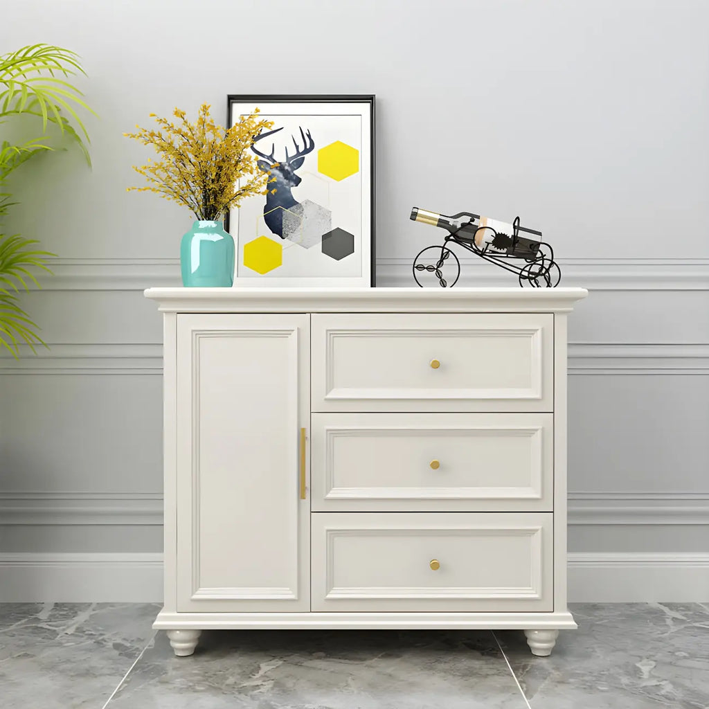 Contemporary Wooden Sideboard with 3 Drawers in White