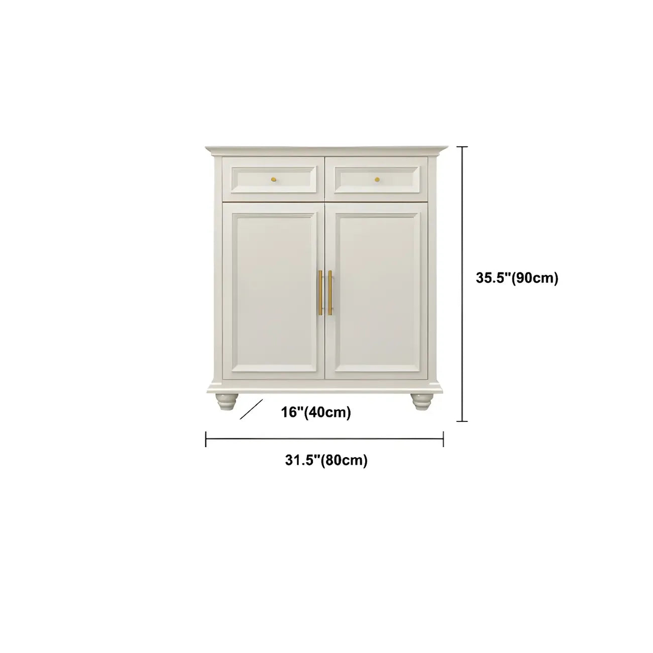 Contemporary Wooden Sideboard with 3 Drawers in White