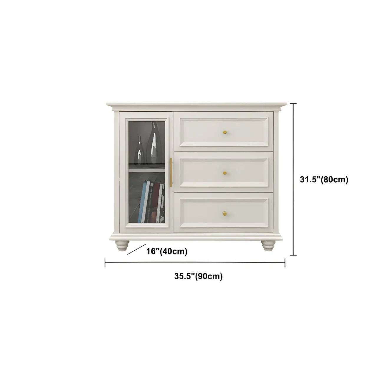 Contemporary Wooden Sideboard with 3 Drawers in White