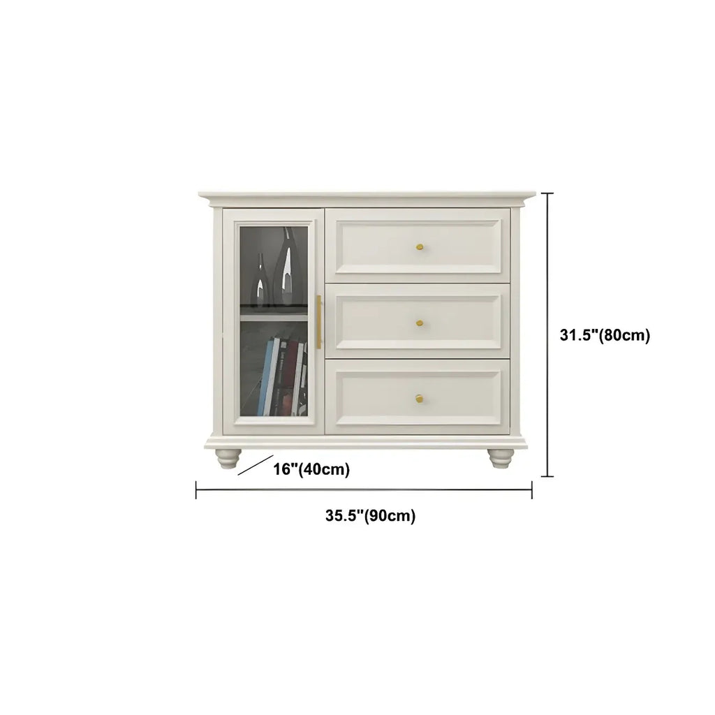 Contemporary Wooden Sideboard with 3 Drawers in White