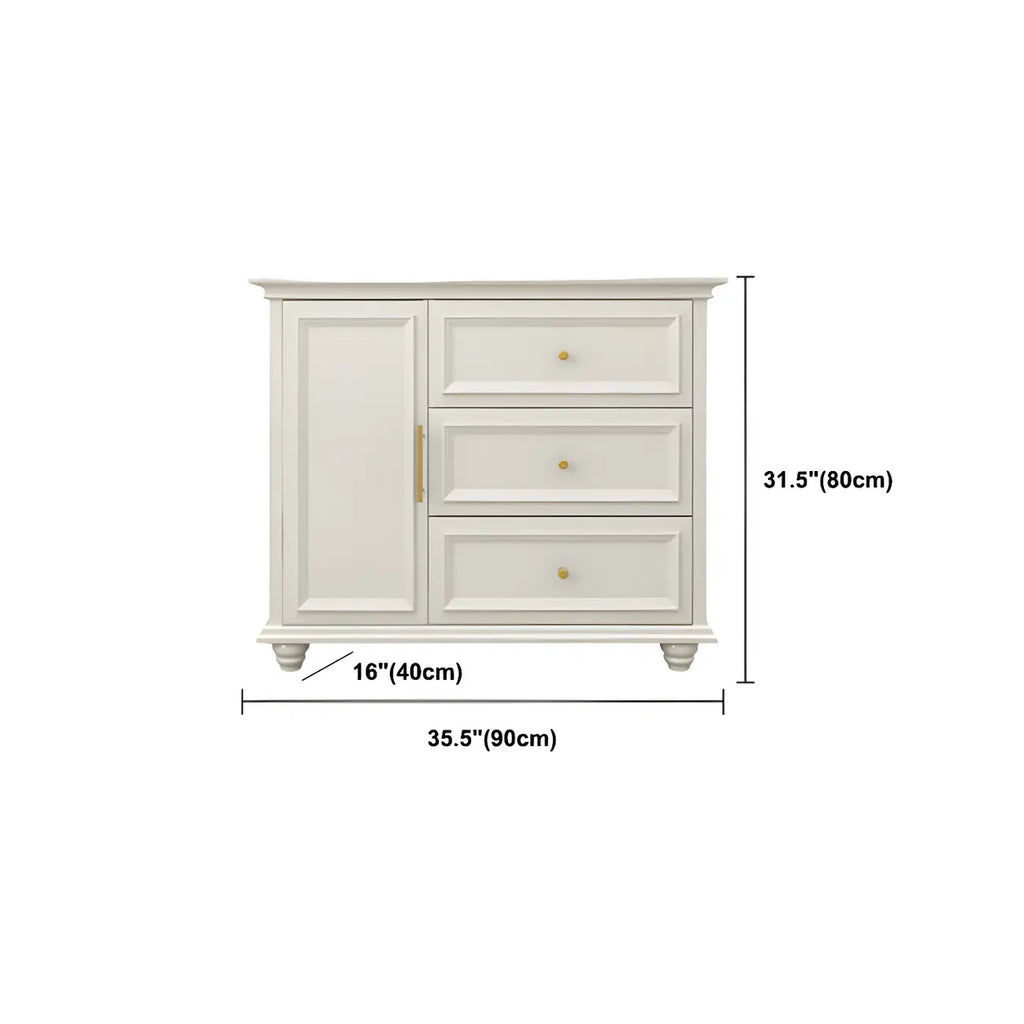 Contemporary Wooden Sideboard with 3 Drawers in White