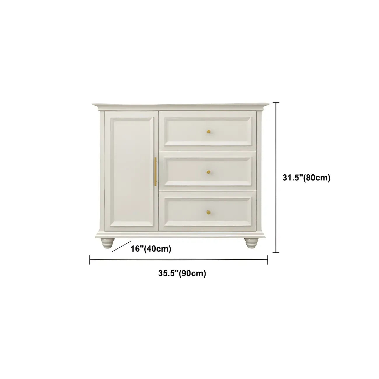 Contemporary Wooden Sideboard with 3 Drawers in White
