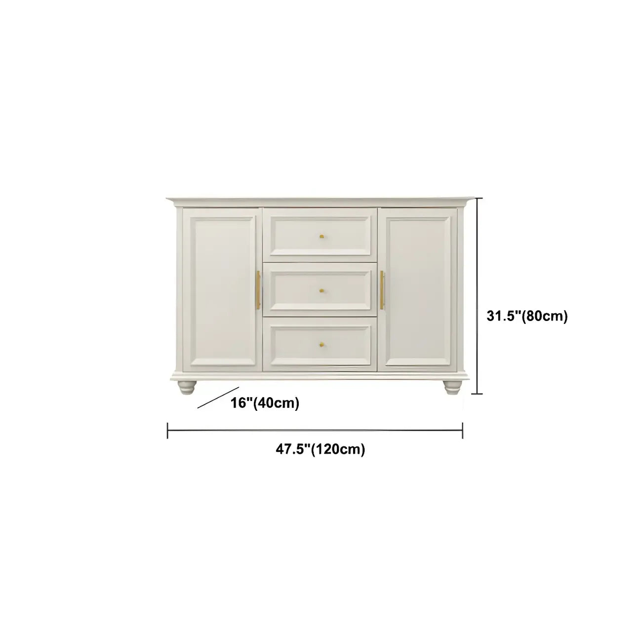 Contemporary Wooden Sideboard with 3 Drawers in White