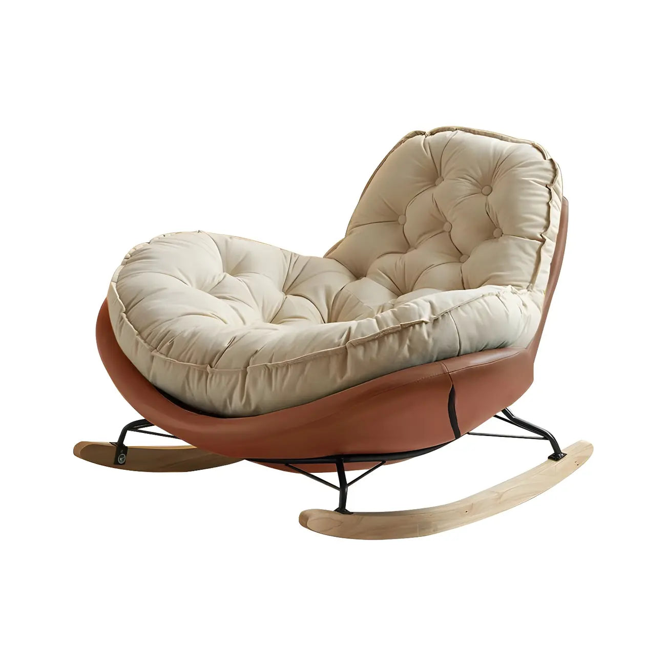 Comfortable Wide Seat Flannel Rocking Chair for Indoor