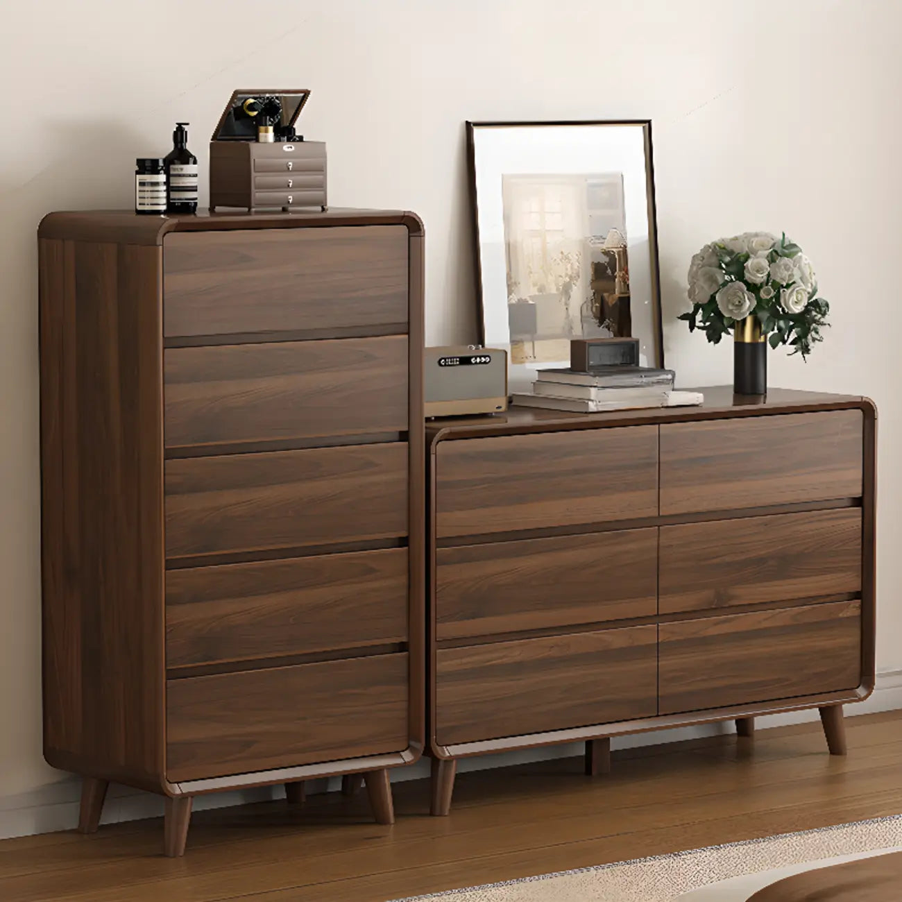 3 Tiers Rustic Square Brown Wood Dresser