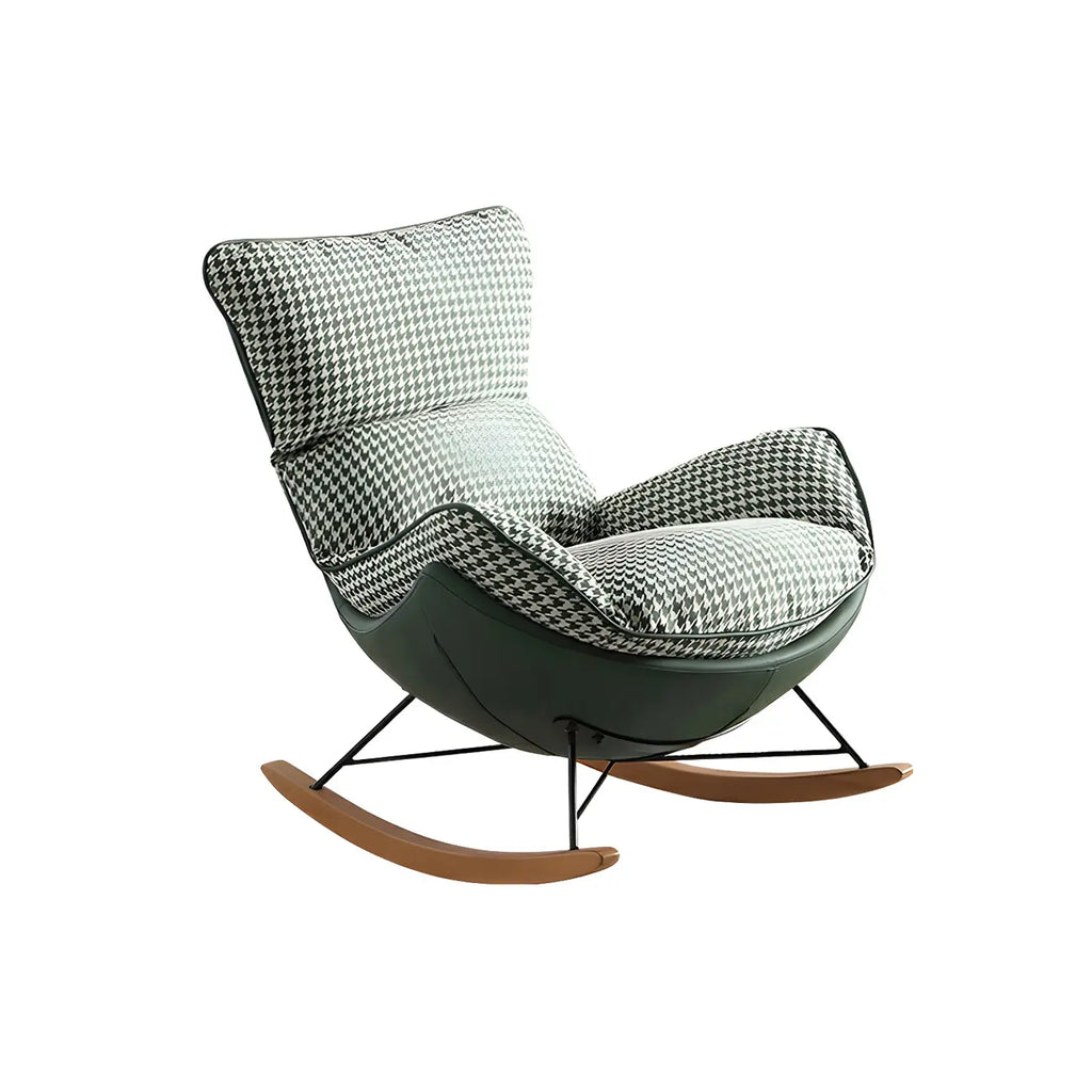 Contemporary Houndstooth Upholstered Rocking Chair for Indoor