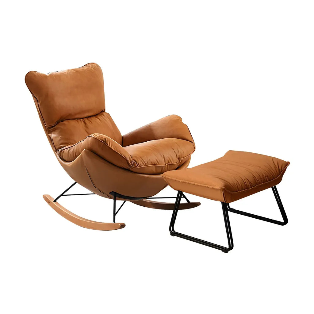 Contemporary Houndstooth Upholstered Rocking Chair for Indoor