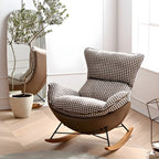Contemporary Houndstooth Upholstered Rocking Chair for Indoor