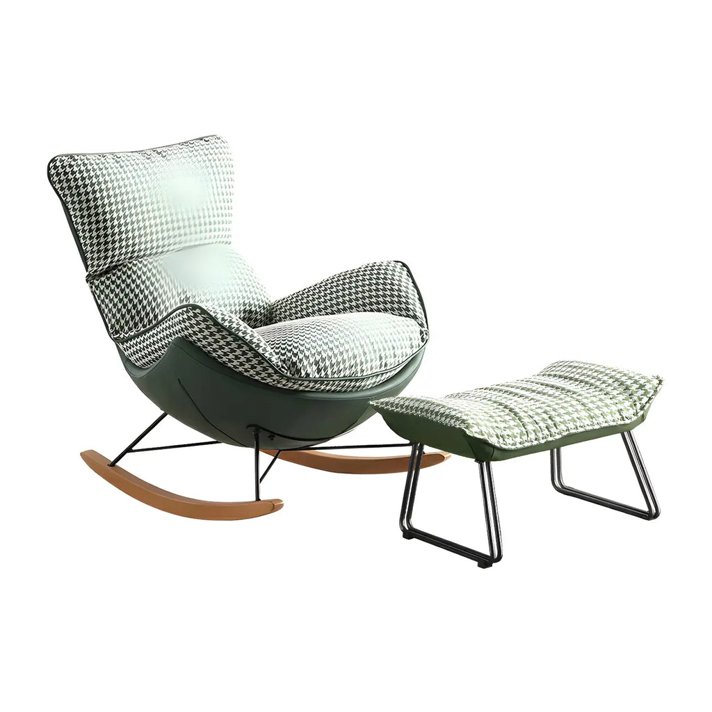 Contemporary Houndstooth Upholstered Rocking Chair for Indoor