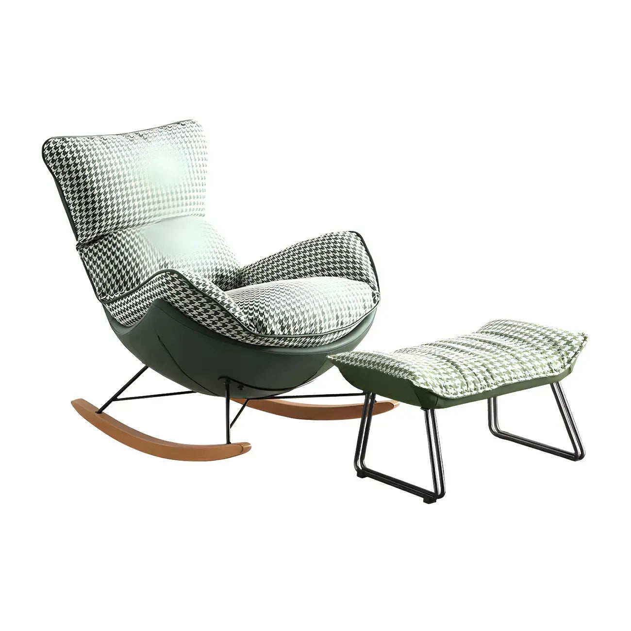 Contemporary Houndstooth Upholstered Rocking Chair for Indoor