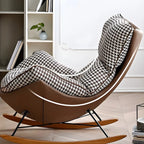 Contemporary Houndstooth Upholstered Rocking Chair for Indoor