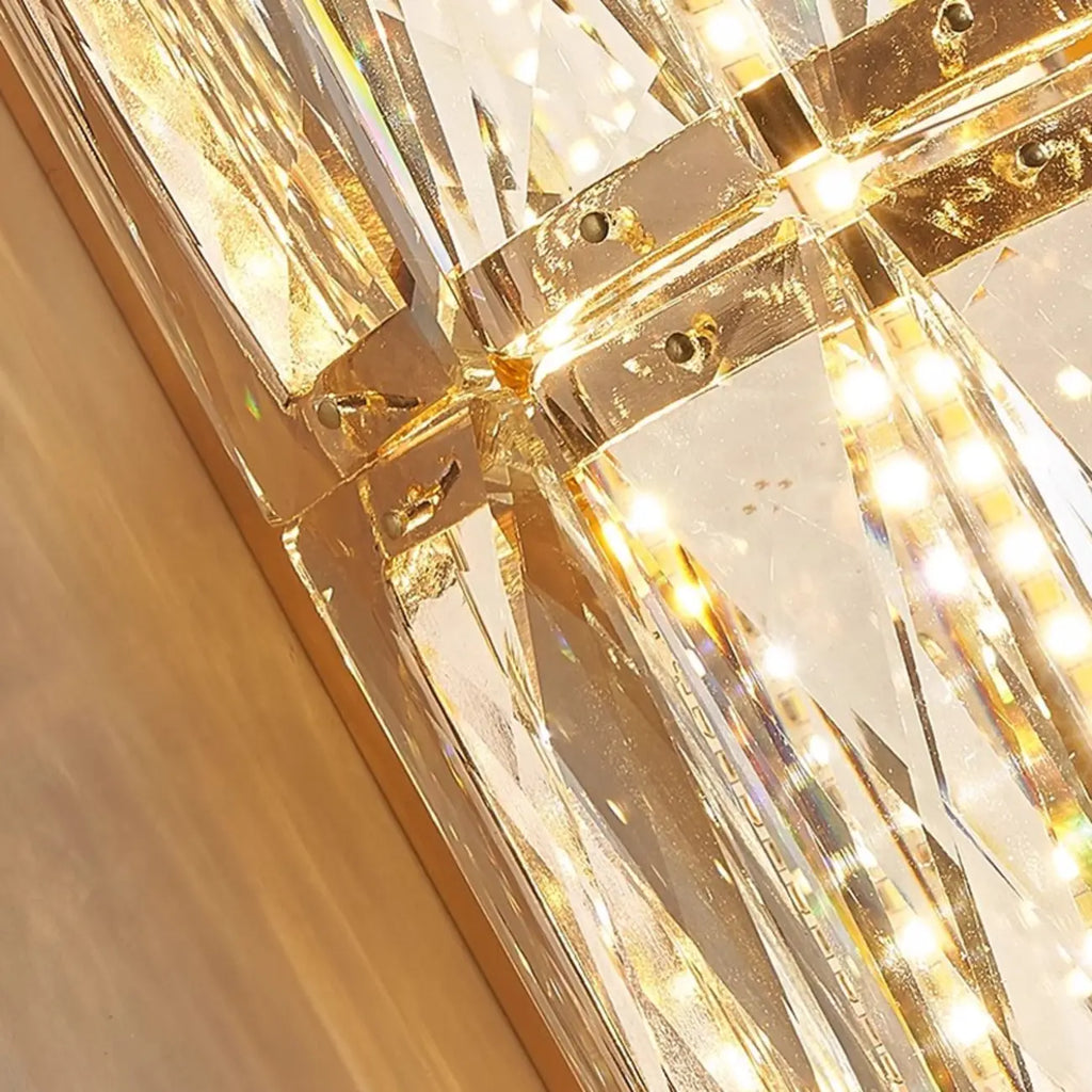 Direct-wired Steel Wall Sconce with Crystal Shade