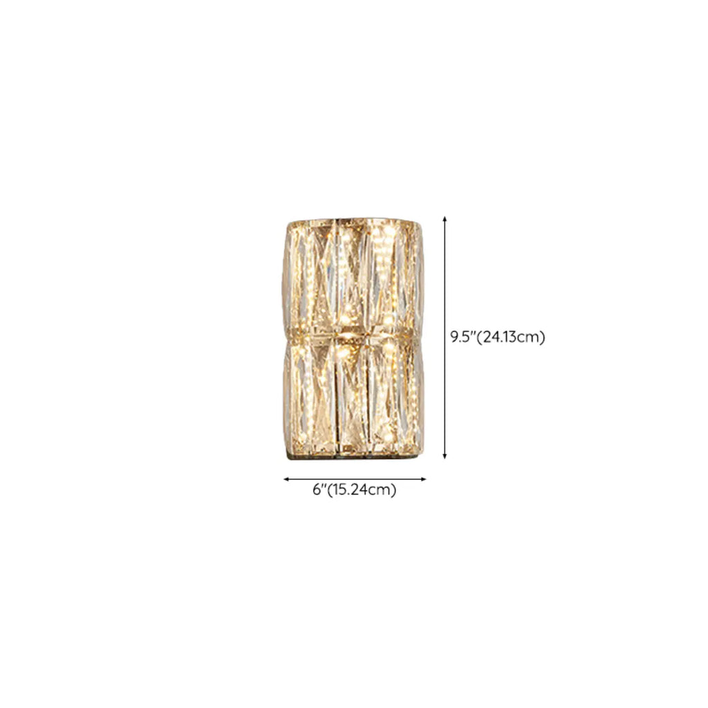 Direct-wired Steel Wall Sconce with Crystal Shade