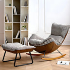 Contemporary Houndstooth Upholstered Rocking Chair for Indoor