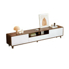 87 Natural White Wood Open Storage TV Stand with Drawers
