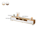 87 Natural White Wood Open Storage TV Stand with Drawers