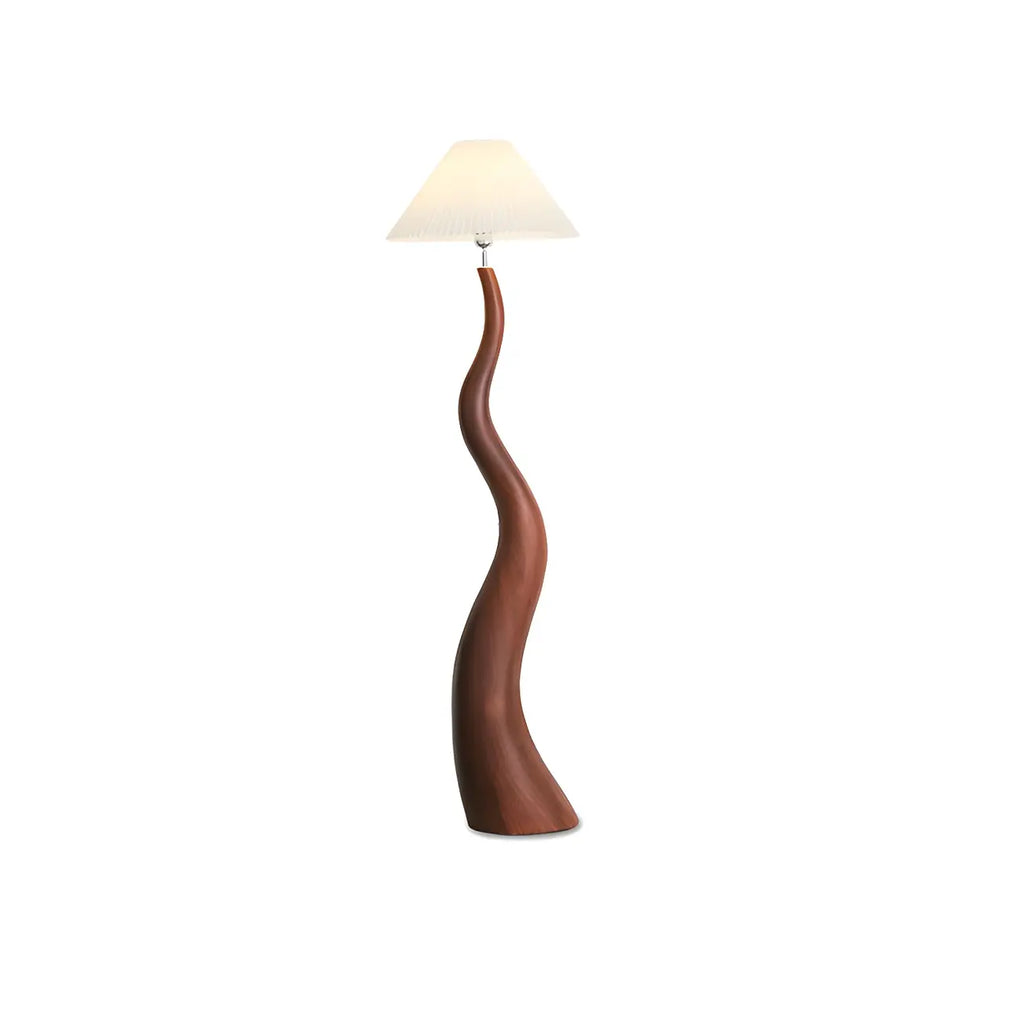 Oriental Resin Fabric Shade Wave Floor Lamp Adjustable