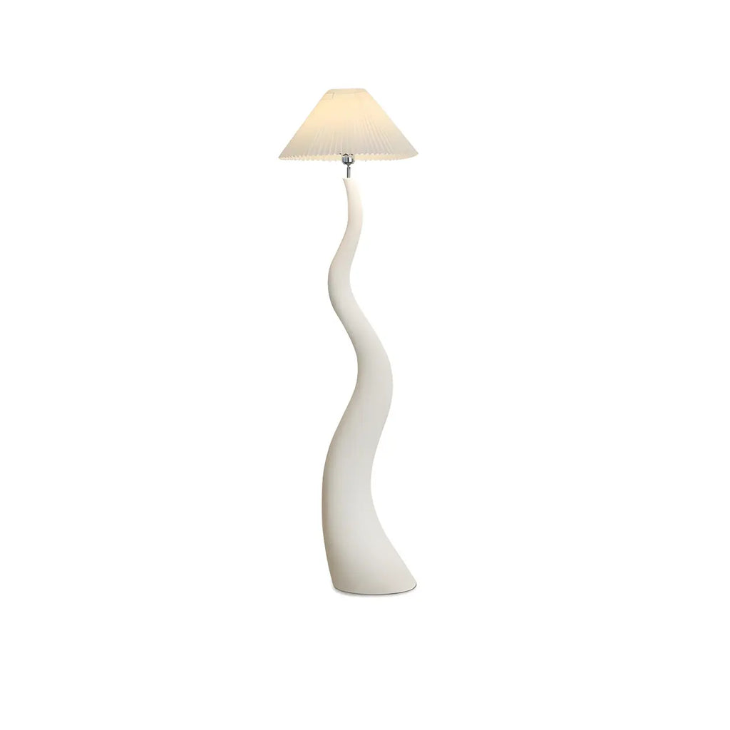 Oriental Resin Fabric Shade Wave Floor Lamp Adjustable