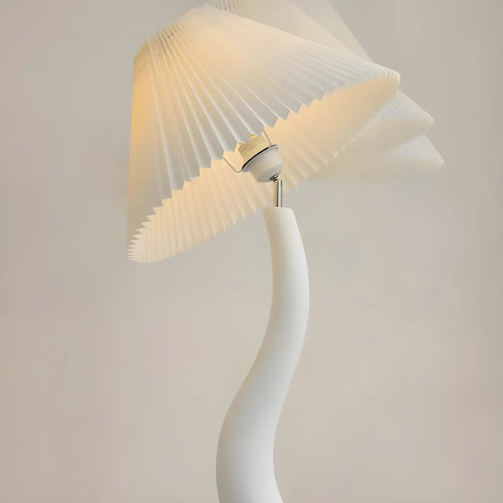 Oriental Resin Fabric Shade Wave Floor Lamp Adjustable