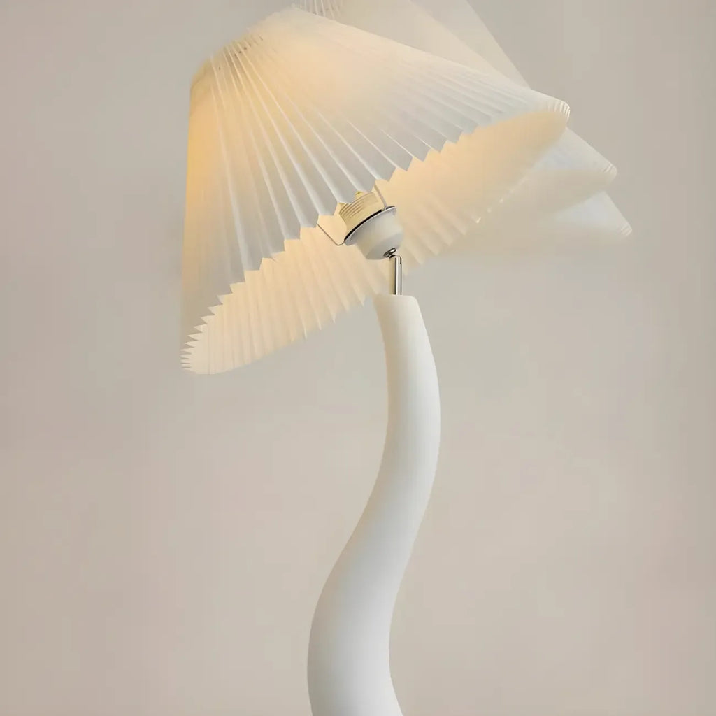 Oriental Resin Fabric Shade Wave Floor Lamp Adjustable