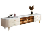 Beige Modern Stone TV Stand with LED LightS for Living Room
