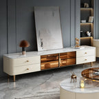 Beige Modern Stone TV Stand with LED LightS for Living Room