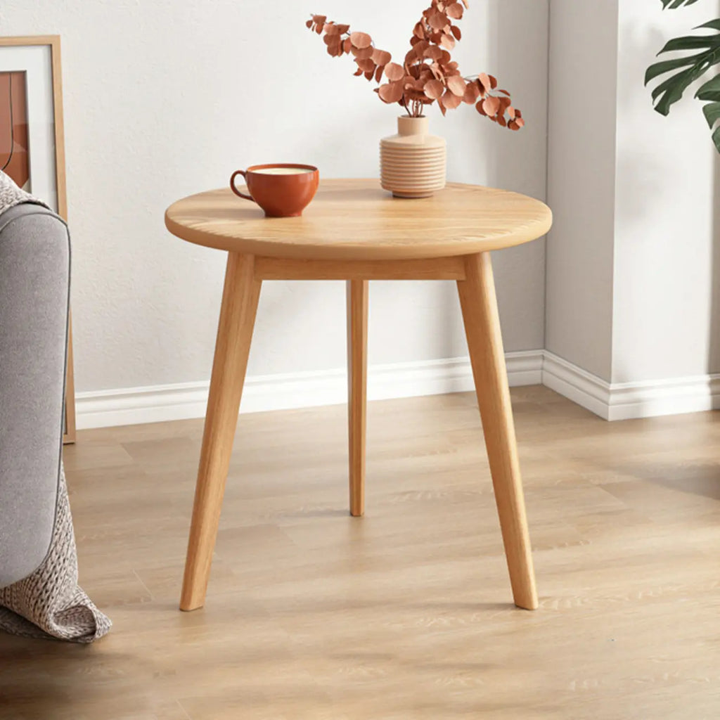 2-Tier Round Wood End Table for Living Room with Storage