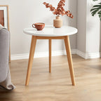 2-Tier Round Wood End Table for Living Room with Storage