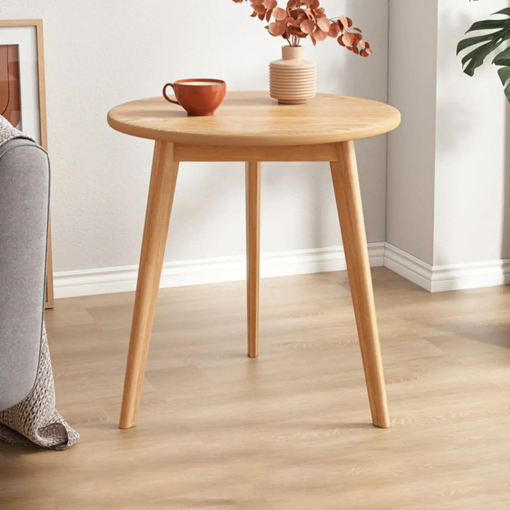 2-Tier Round Wood End Table for Living Room with Storage