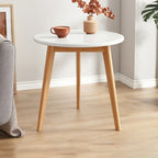 2-Tier Round Wood End Table for Living Room with Storage