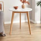 2-Tier Round Wood End Table for Living Room with Storage