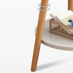 2-Tier Round Wood End Table for Living Room with Storage