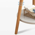 2-Tier Round Wood End Table for Living Room with Storage