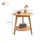 2-Tier Round Wood End Table for Living Room with Storage
