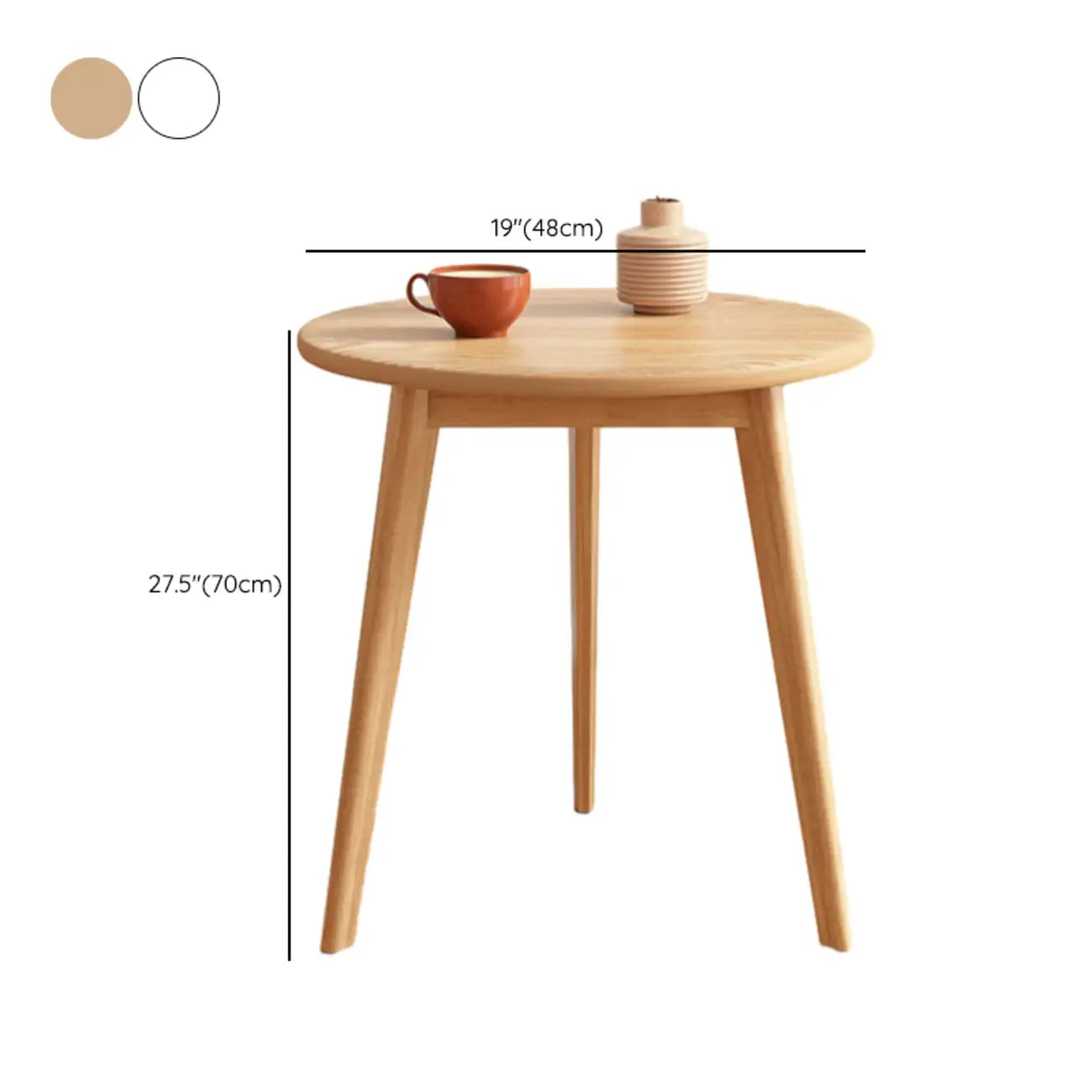 2-Tier Round Wood End Table for Living Room with Storage