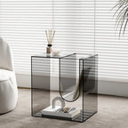 Stylish Gray Acrylic Side Table with Magazine Rack