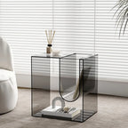 Stylish Gray Acrylic Side Table with Magazine Rack