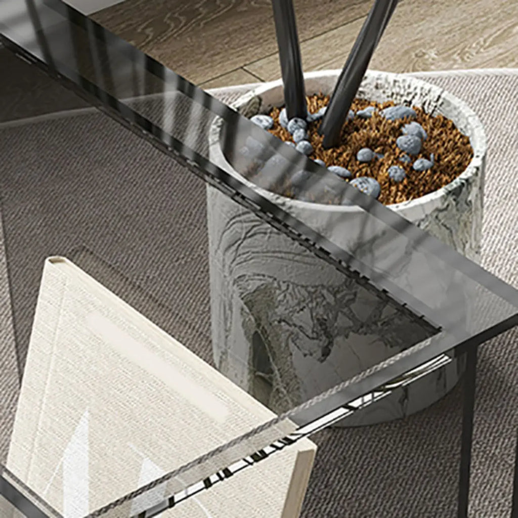 Stylish Gray Acrylic Side Table with Magazine Rack