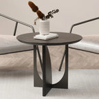 Stylish Round Black Wood End Table for Living Room